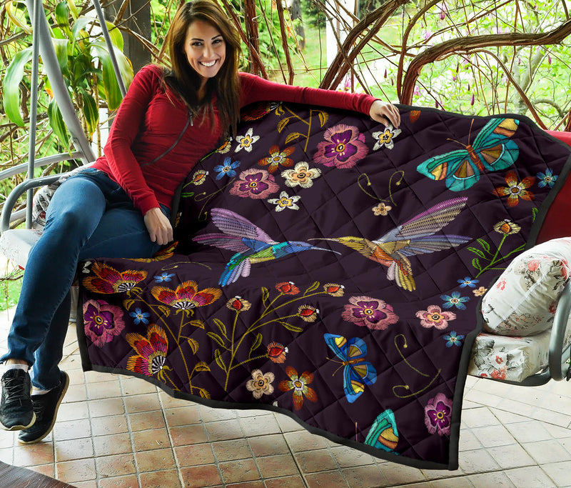 Bohemian Hummingbird Premium Quilt